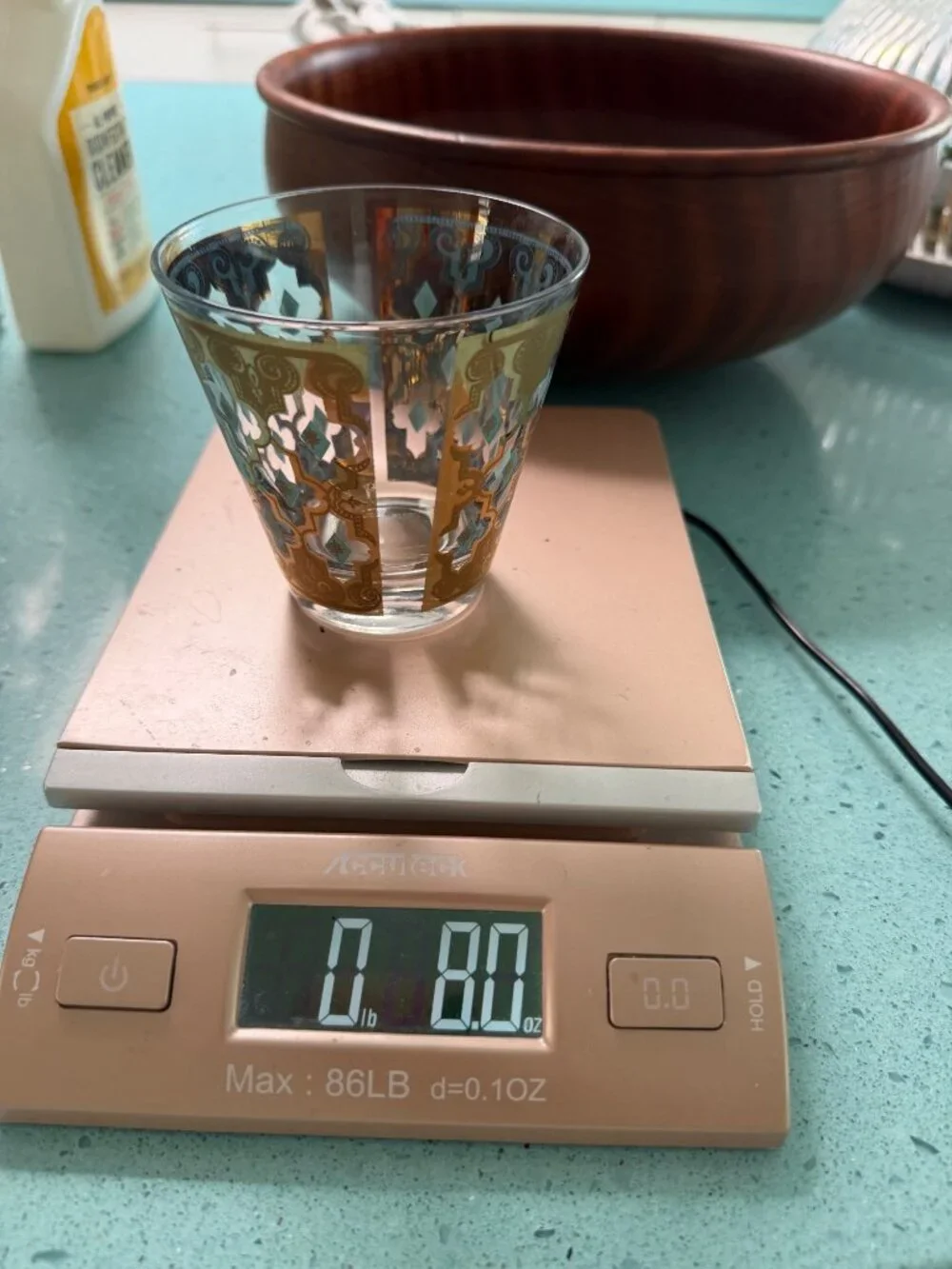 Culver Set of 5 MCM Seville 22K Gold Lattice Cocktail Glass Blue Vintage Rare